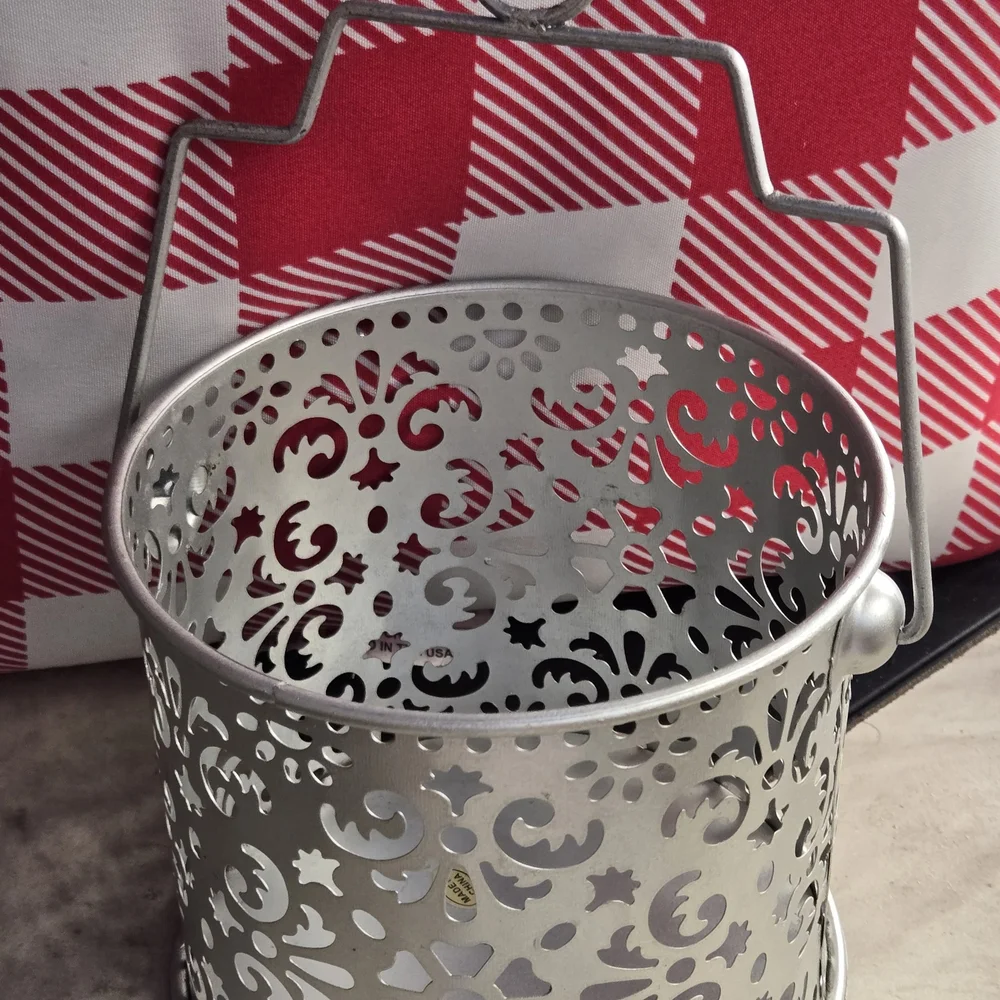 Vintage Silver Hanging Planter with Romantic Scrollwork Accents